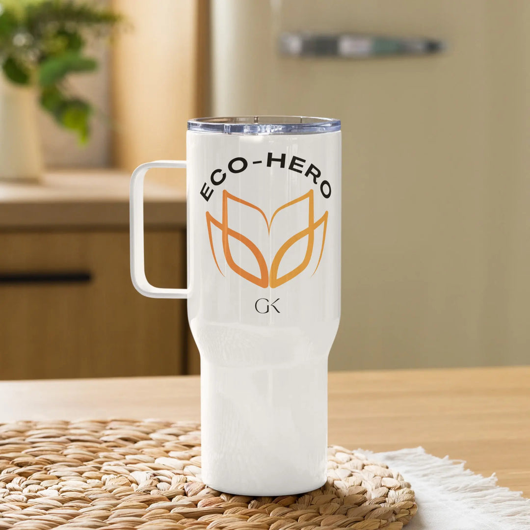 Eco Hero | Travel mug with a handle GeorgeKenny Design