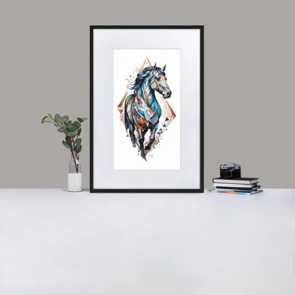 Framed Print with Mat | Geometric Horse GeorgeKenny Design