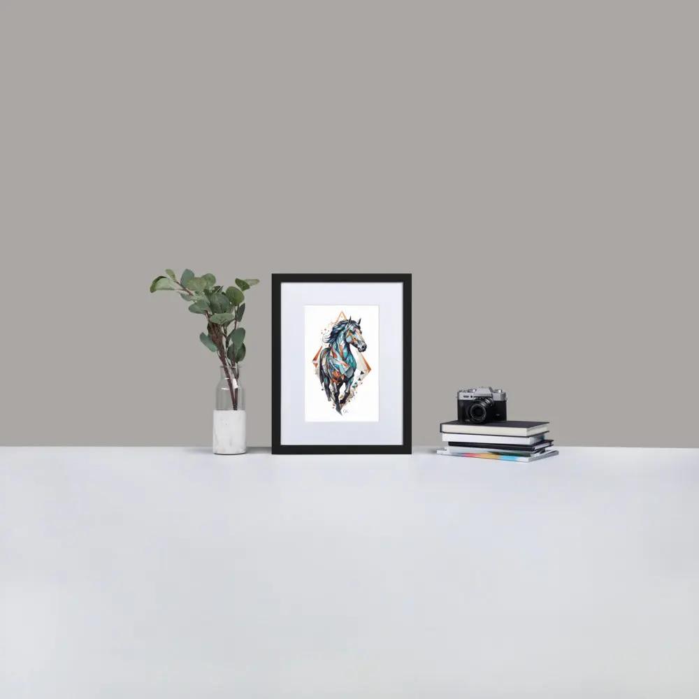 Framed Print with Mat | Geometric Horse GeorgeKenny Design