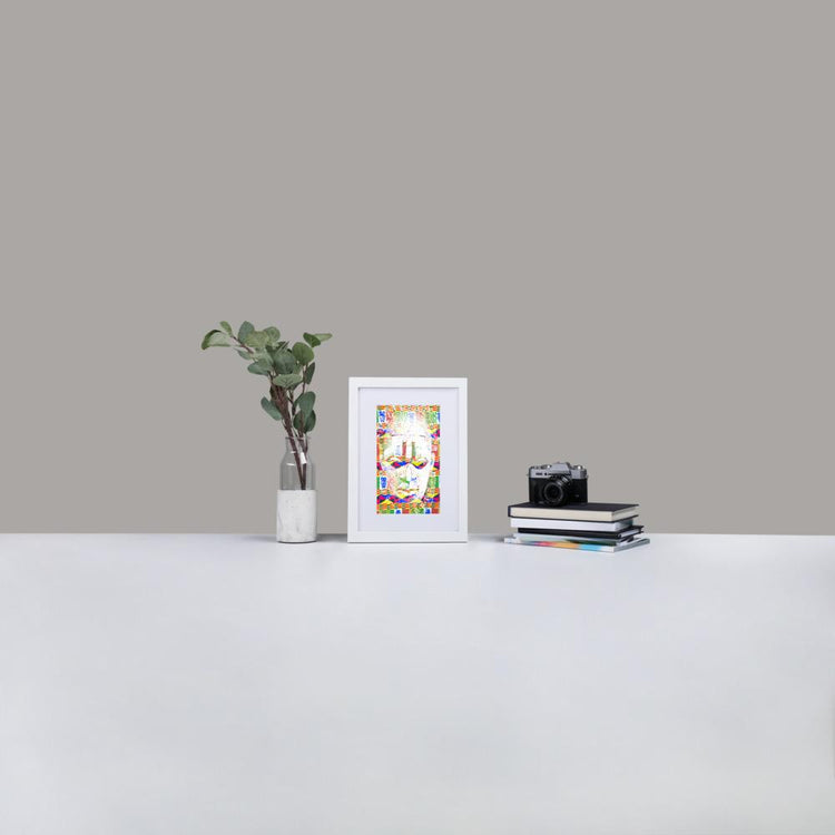 Benin Ivory Mask - Framed Print With Mat - African Inspired - GeorgeKenny Design