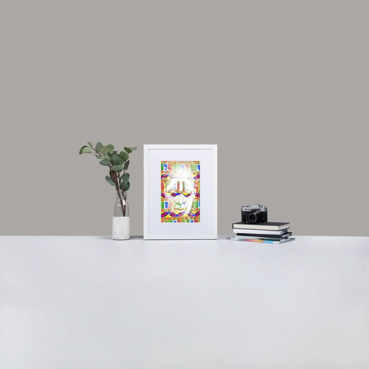 Benin Ivory Mask - Framed Print With Mat - African Inspired - GeorgeKenny Design
