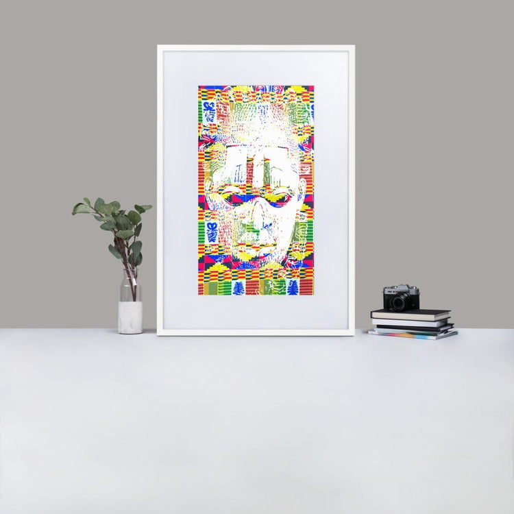 Benin Ivory Mask - Framed Print With Mat - African Inspired - GeorgeKenny Design