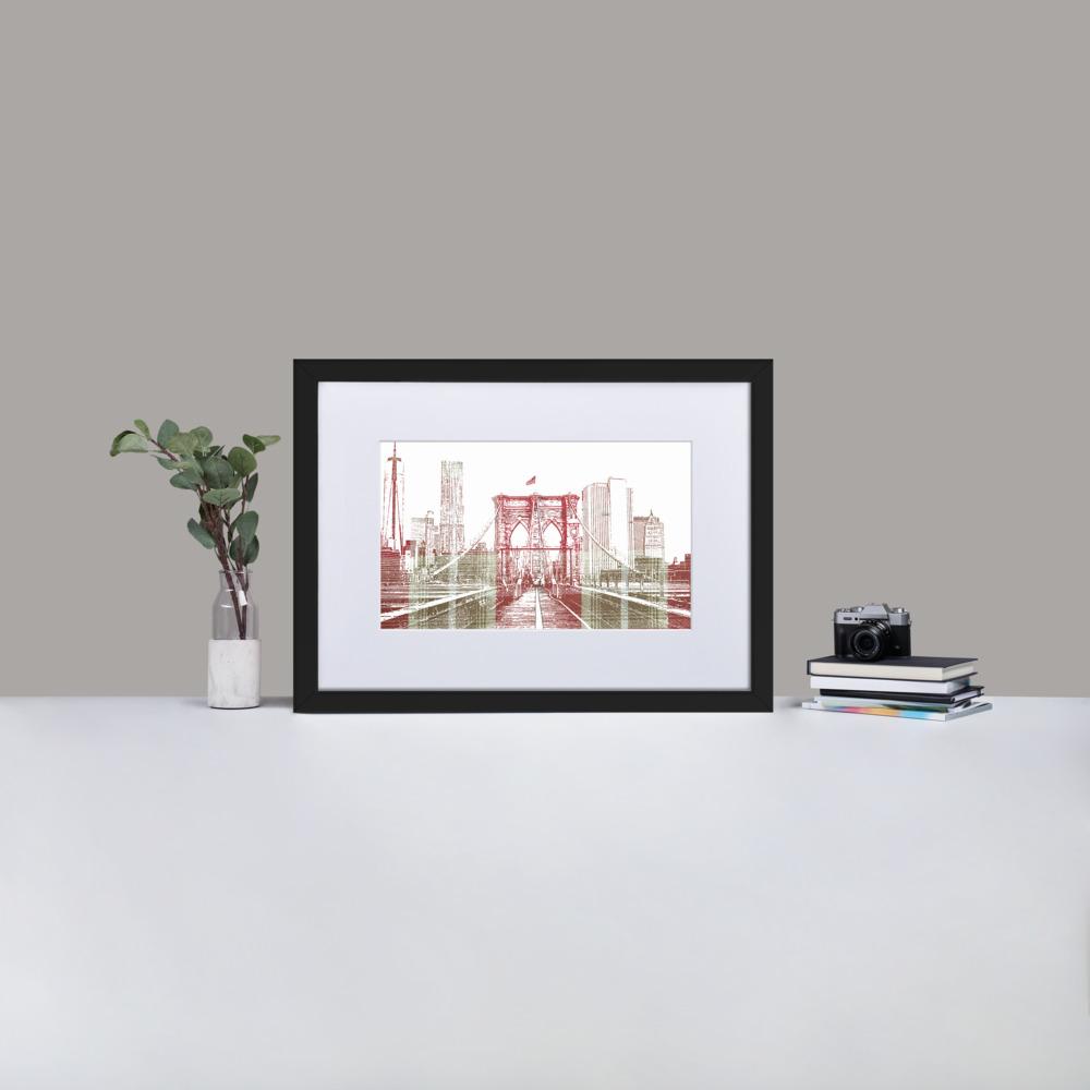 Brooklyn Bridge - Framed Print with Mat - Balmoral Check - GeorgeKenny Design