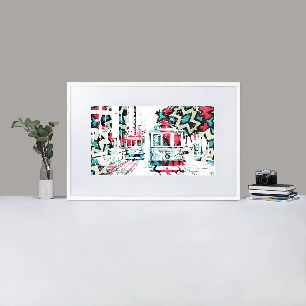 Cable Cars San Francisco - Framed Print with Mat - Abstract Dream - GeorgeKenny Design