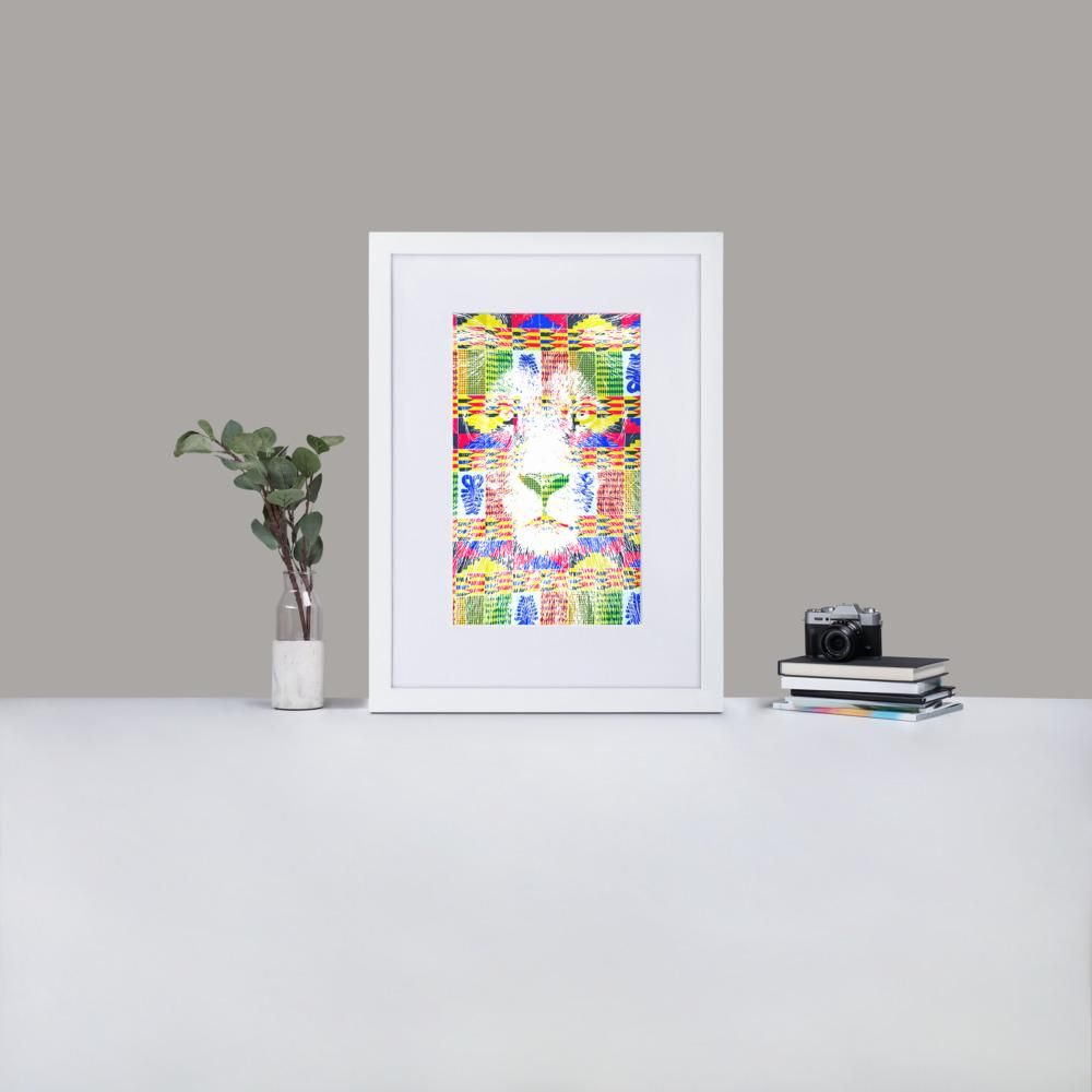 Lion - Framed Print with Mat - African Inspired - GeorgeKenny Design