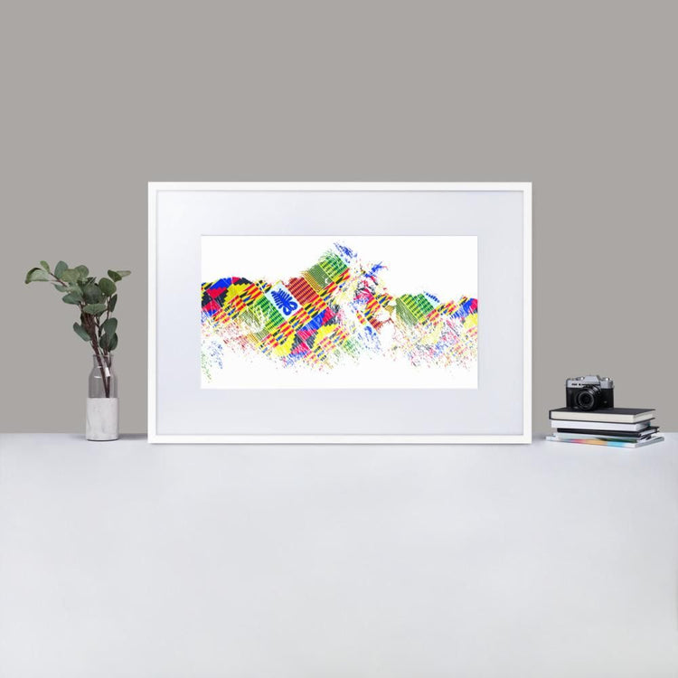 Prowling Lion - Framed Print with Mat - African Inspired - GeorgeKenny Design