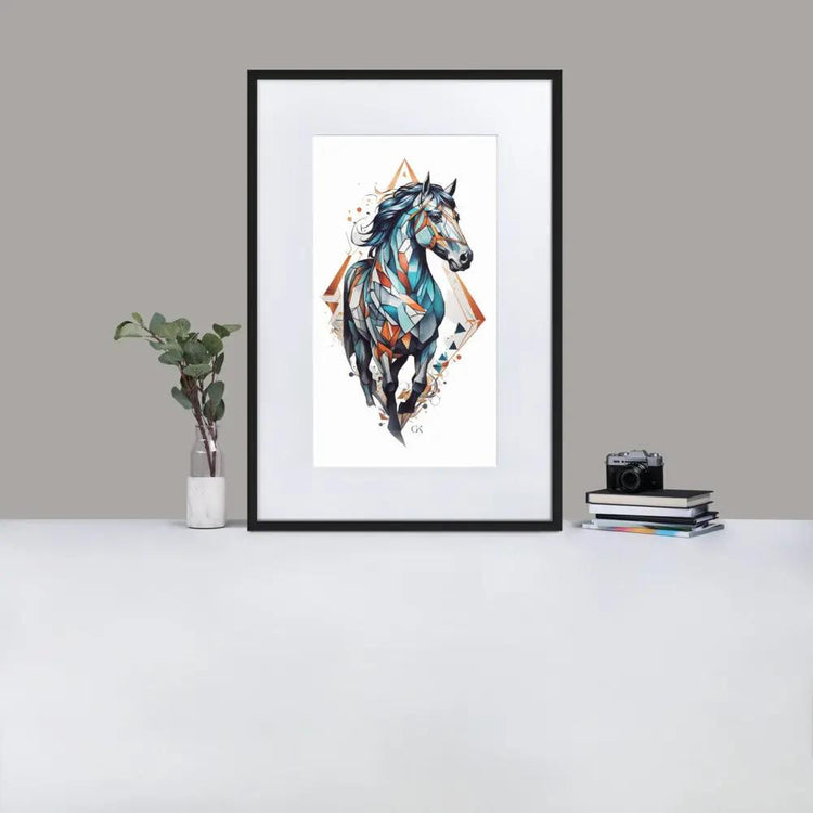 Framed Print with Mat | Geometric Horse GeorgeKenny Design