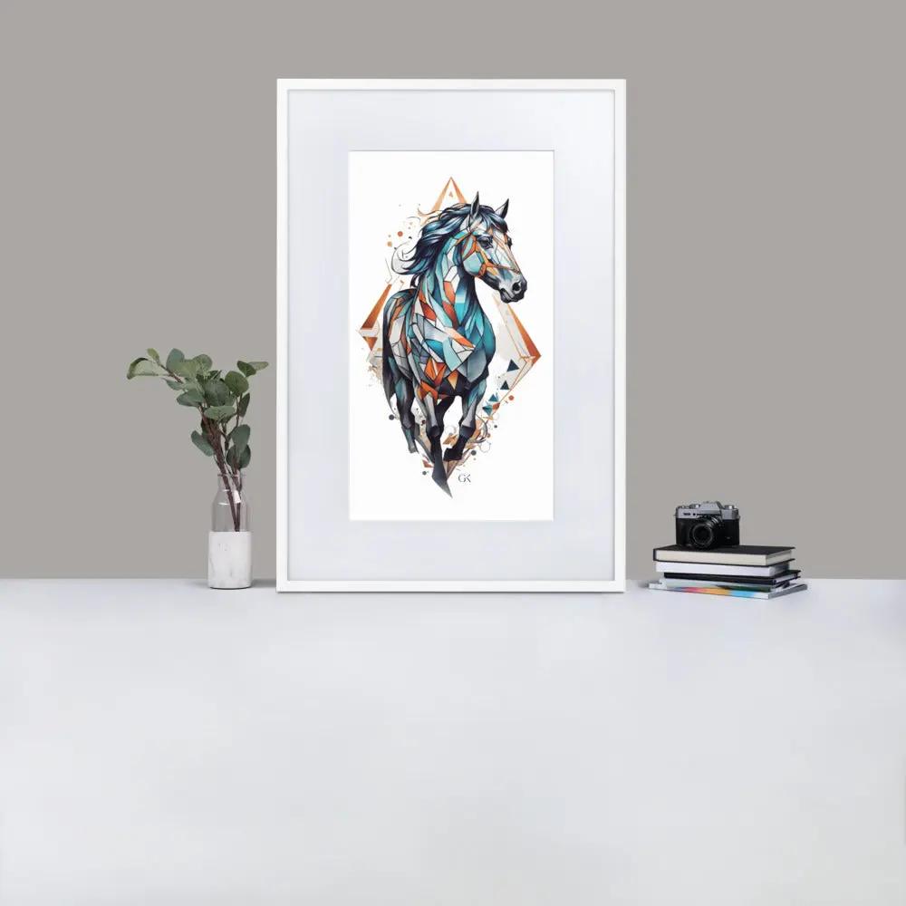 Framed Print with Mat | Geometric Horse GeorgeKenny Design